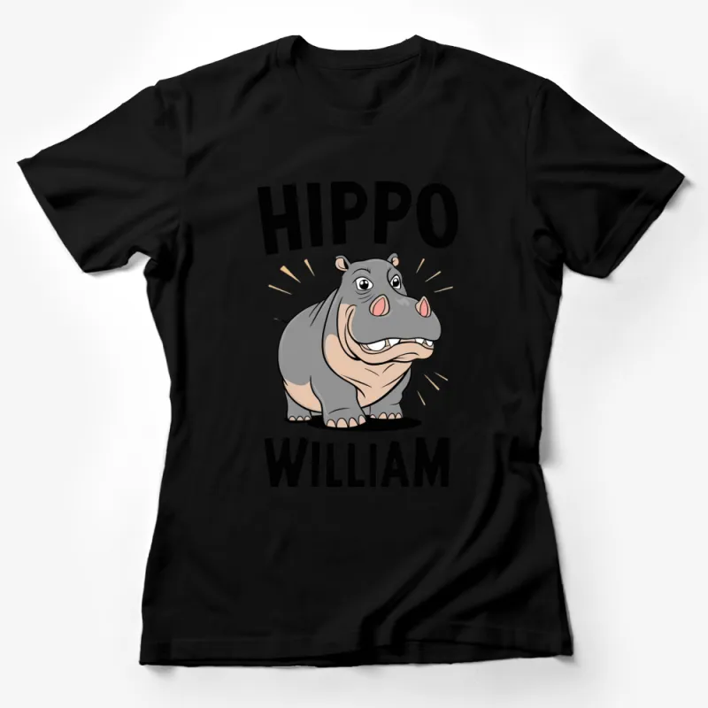 Cute Hippo William Graphic Tee, Funny Animal T-Shirt, Gift for Animal Lovers, Unisex Cartoon Hippo Shirt Female T-Shirt