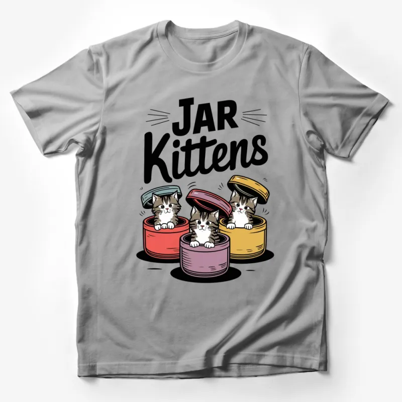 Jar Kittens Cute Cat T-Shirt, Cartoon Cats in Jars Graphic Tee, Adorable Kitten Illustration Shirt Male T-Shirt