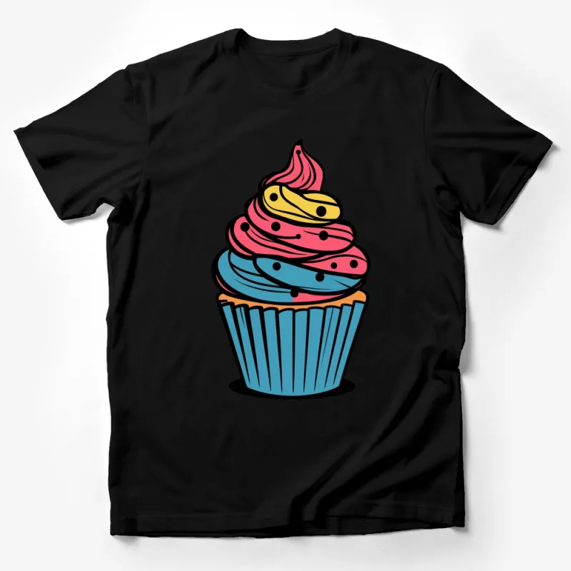 Colorful Cupcake Graphic T-Shirt, Fun Dessert Inspired Fashion, Cute Foodie Gift Idea, Unisex Tee Male T-Shirt