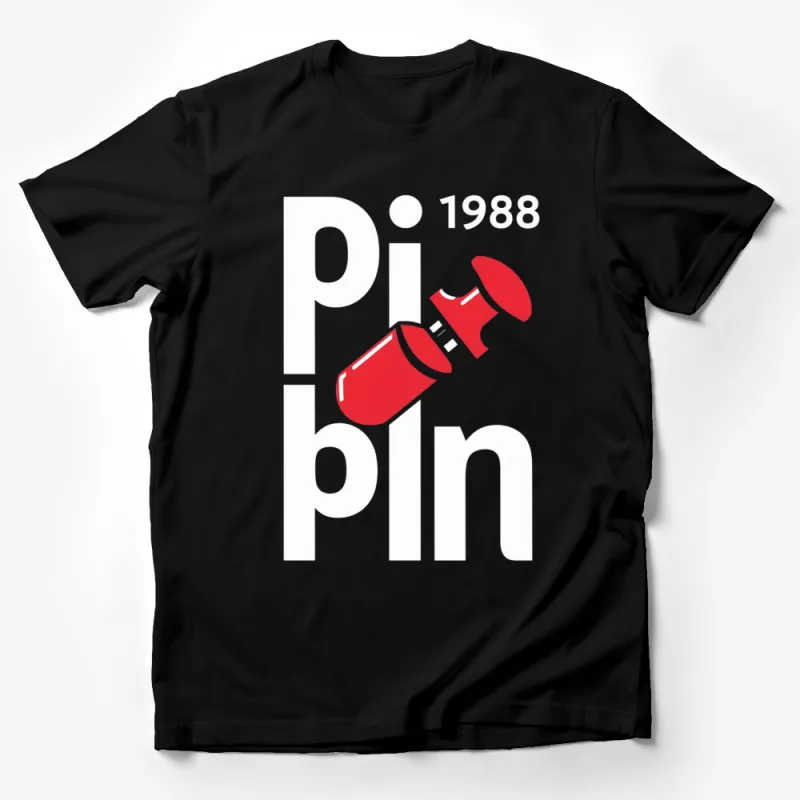 Vintage 1988 Pill Bottle Graphic T-Shirt, Retro Red and White Pharma Design Tee Male T-Shirt