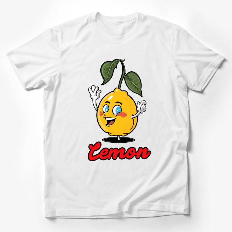 Happy Lemon Cartoon Character T-Shirt, Fun Citrus Fruit Graphic Tee, Unisex Summer Casual Wear Male T-Shirt