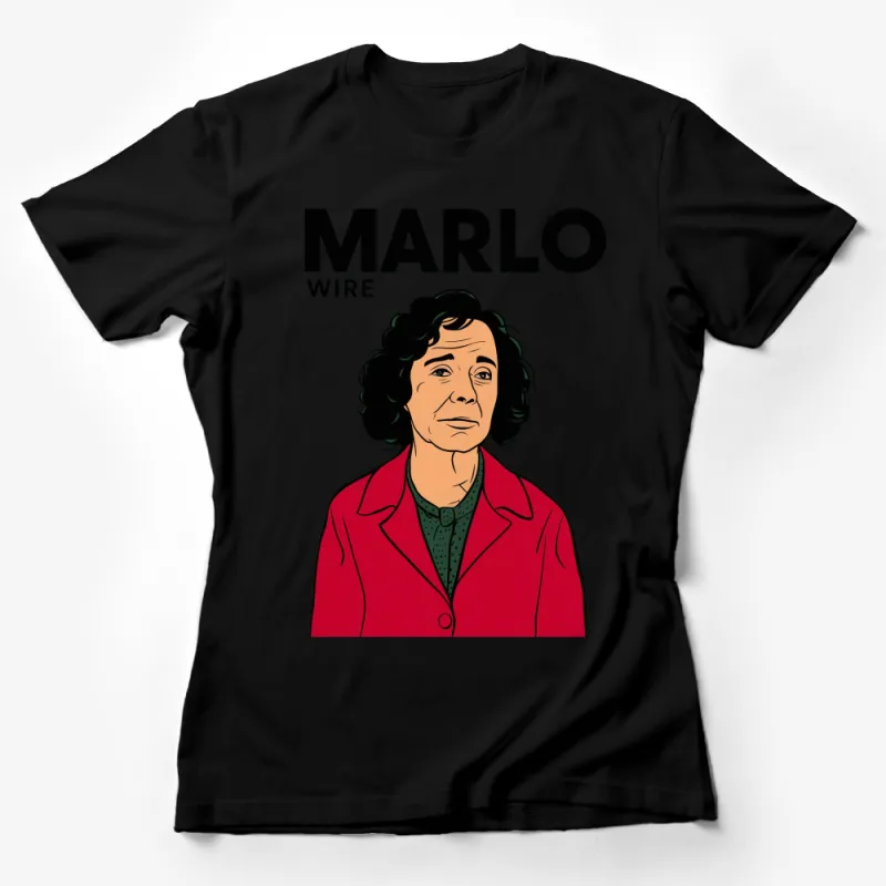 Marlo Wire Character Portrait T-Shirt, Vintage Inspired Graphic Tee, Unique Pop Culture Shirt, Bold Colorful Design Female T-Shirt