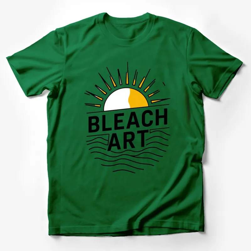 Bleach Art Sunrise Logo T-Shirt, Minimalist Sun Ocean Design, Unisex Graphic Tee Male T-Shirt