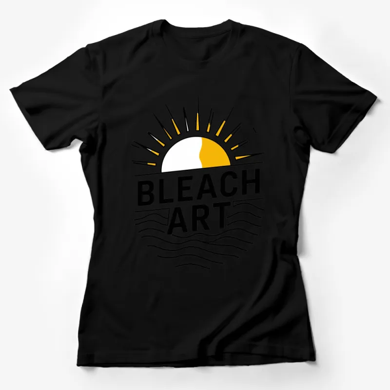 Bleach Art Sunrise Logo T-Shirt, Minimalist Sun Ocean Design, Unisex Graphic Tee Female T-Shirt