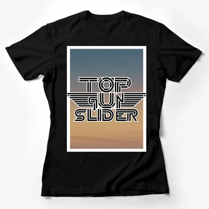 Top Gun Slider Retro Style T-Shirt, Vintage Aviation Print Tee, Pilot Gift, 80s Nostalgic Movie Inspired Top Female T-Shirt