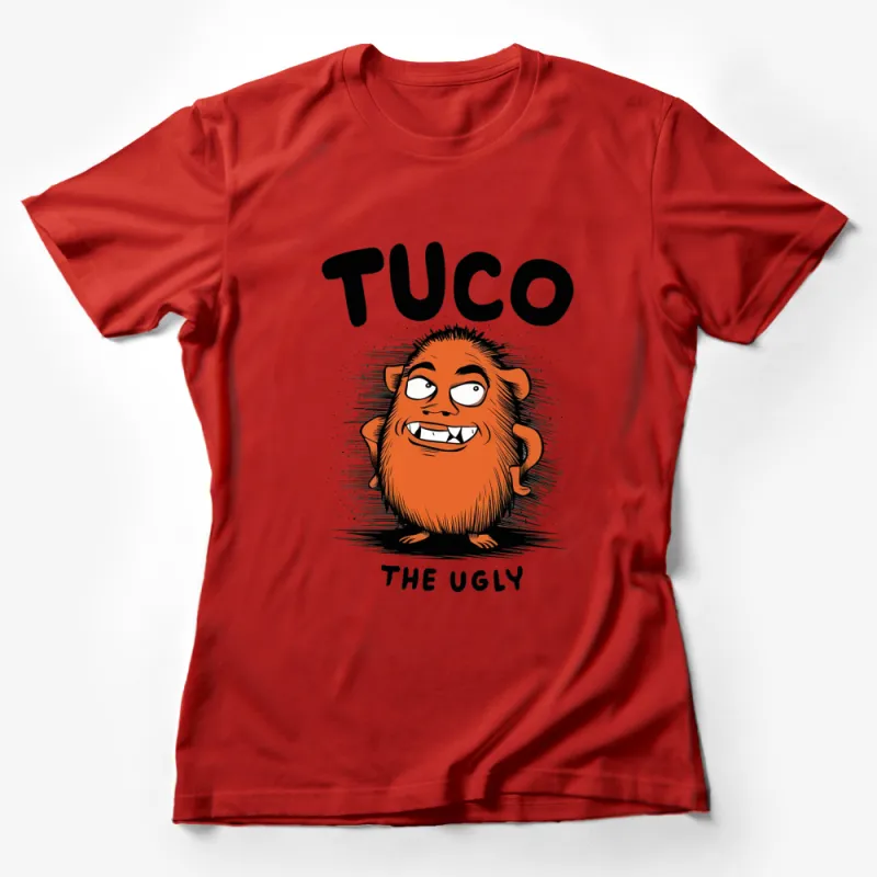 Tuco The Ugly Monster Orange Graphic T-Shirt, Funny Cartoon Character T-Shirt, Unique Monster Design Tee for All Ages Female T-Shirt