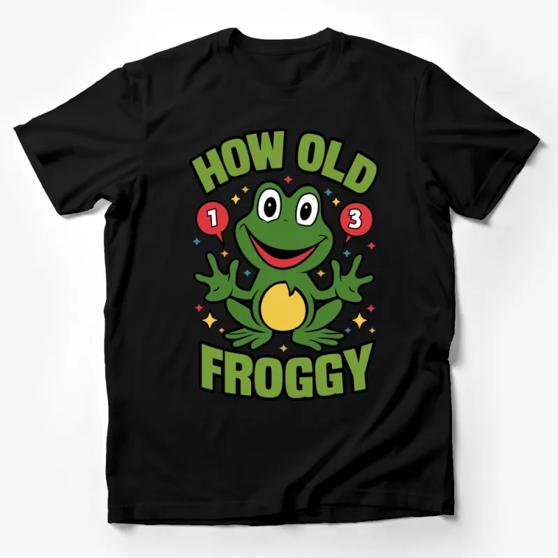 Colorful How Old Froggy Birthday T-Shirt, Kids Funny Frog Tee, Unisex Child Party Apparel Male T-Shirt