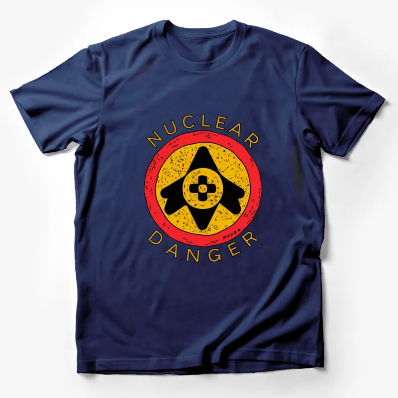 Nuclear Danger Sign T-Shirt, Bold Yellow and Red Graphic Tee, Unisex Casual Wear Male T-Shirt