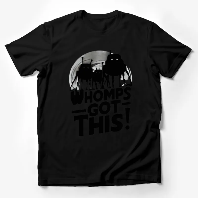 Whomps Got This! Funny Alien Family Black Graphic T-Shirt, Sci-Fi Silhouette Tee Male T-Shirt