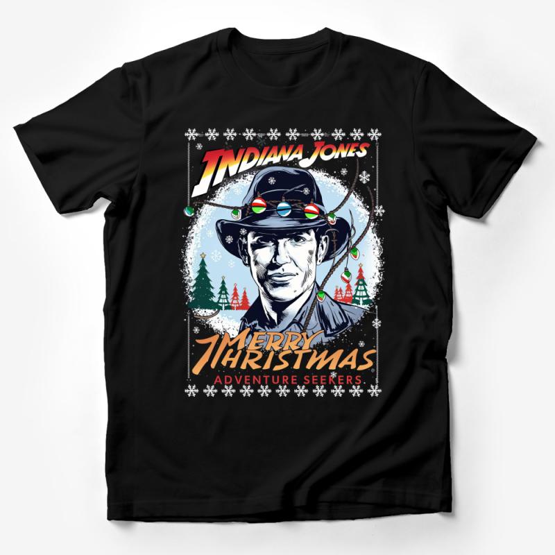 Indiana Jones Inspired Christmas T-Shirt, Holiday Adventure Seekers Tee, Merry Xmas Film Fan Gift, Unisex Graphic Shirt Male T-Shirt