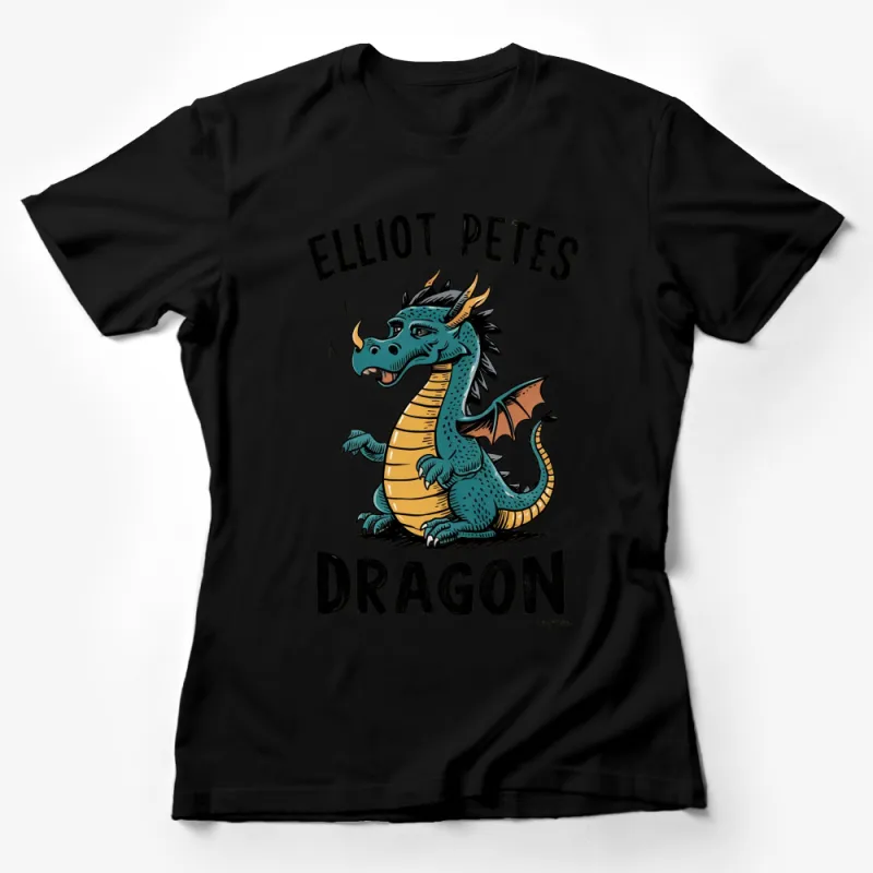 Elliot Petes Dragon Cartoon T-Shirt, Cute Fantasy Creature Graphic Tee, Unisex Kids and Adults Apparel Female T-Shirt