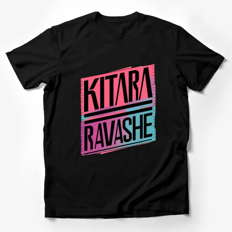 Kitara Ravashe Bold Text Design, Pink and Blue Graphic T-Shirt, Trendy Unisex Tee Male T-Shirt