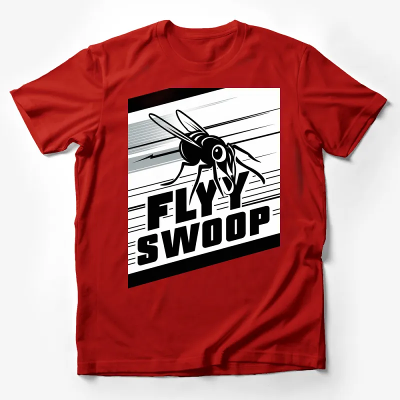 Fly Swoop Graphic T-Shirt, Bold Black and White Insect Design, Modern Art Tee Male T-Shirt