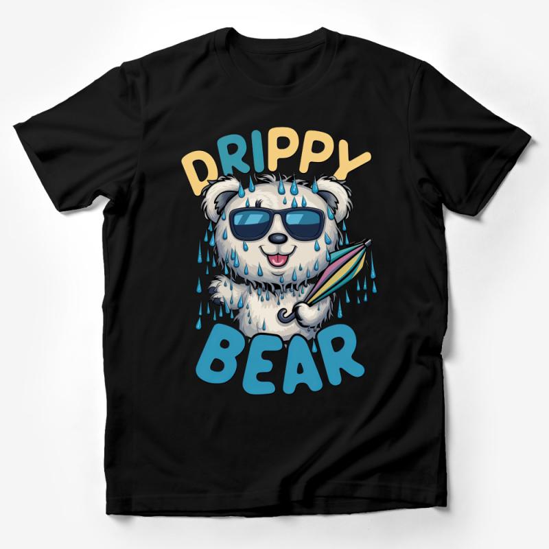 Drippy Bear T-Shirt, Cool Hipster Bear with Sunglasses Graphic Tee, Unisex Fashion Streetwear, Casual Urban Animal Print Top Male T-Shirt