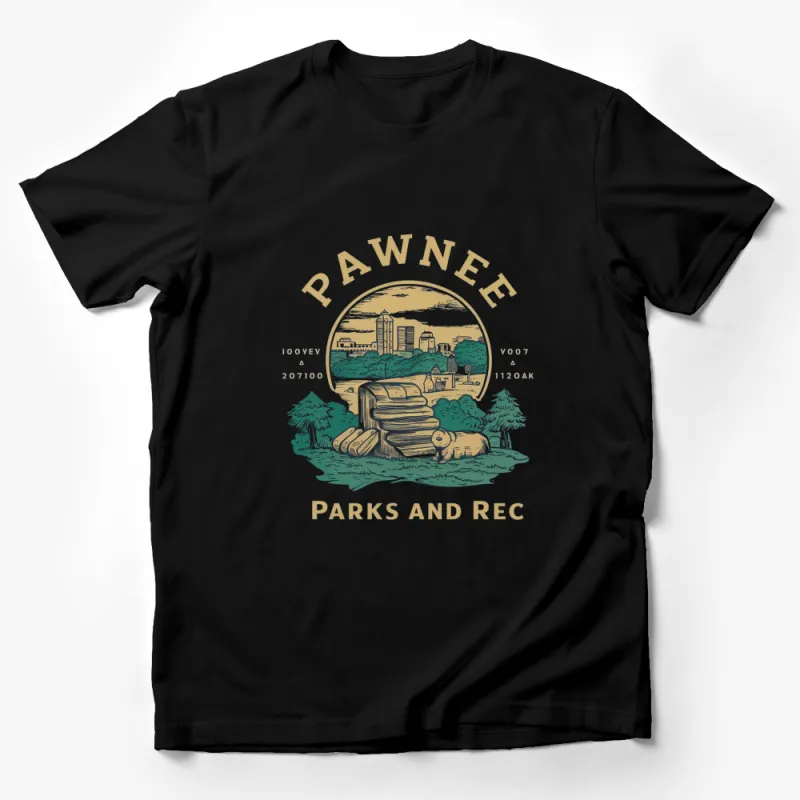 Pawnee Parks and Rec Inspired T-Shirt, Vintage Graphic Tee, TV Show Fan Apparel Male T-Shirt