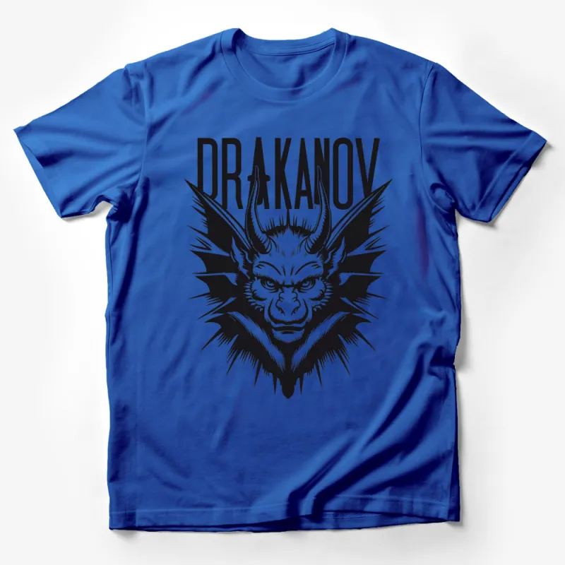 Drakanov Dragon Demon Graphic T-Shirt, Black and White Bold Print Tee, Unisex Casual Fantasy Shirt Male T-Shirt