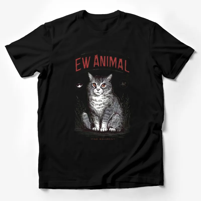 Unique Ew Animal Cat Graphic T-Shirt, Funny Cat Lover Gift, Cute Feline Art Tee, Unisex Male T-Shirt