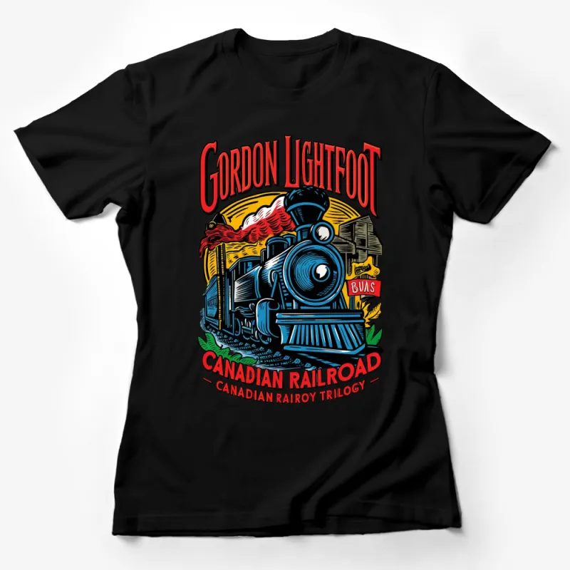 Vintage Gordon Lightfoot Canadian Railroad Trilogy Train T-Shirt, Classic Rock Music Tee, Collectible Retro Shirt Female T-Shirt