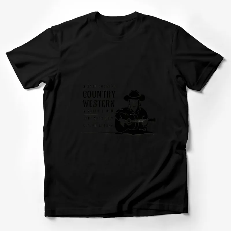 Country Music T-Shirt, Sad Guitar Cowboy, Vintage Western Tee, Graphic Black and White Shirt Male T-Shirt