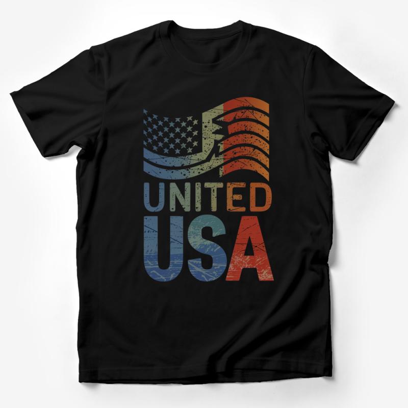 Vintage American Flag T-Shirt, United USA Patriotic Tee, Distressed Flag Print, 4th of July Independence Day Apparel Male T-Shirt