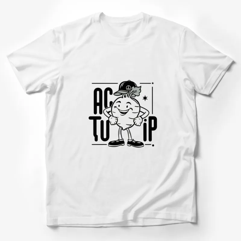 Funny Turnip Character T-Shirt, Unique Veggie Graphic Tee, Hip Hop Style Vegetable Shirt Male T-Shirt