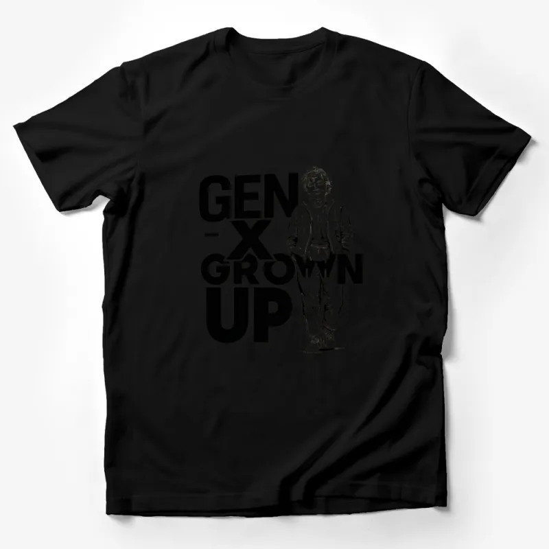 Gen-X Grown-Up Graphic T-Shirt, Vintage-Inspired Casual Adult Tee, Retro Style Fashion Top, Black and White Male T-Shirt