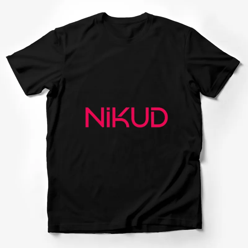 Bold Magenta NIKUD Text Graphic T-Shirt, Modern Typography Tee, Unisex Fashion Shirt, Gift Idea Male T-Shirt