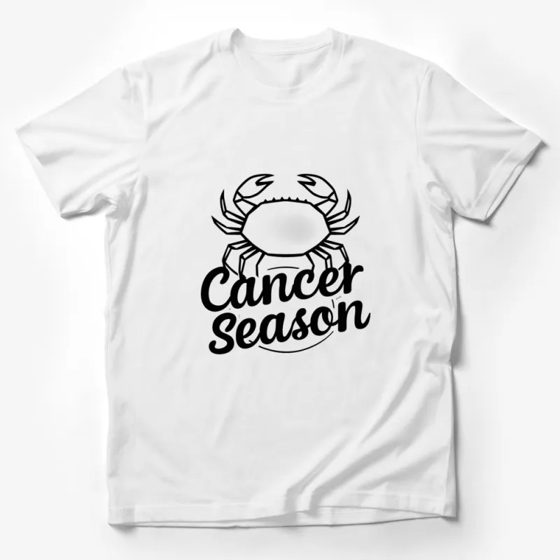 Cancer Season Zodiac Crab Graphic Tee, Astrology Sign Black and White T-Shirt, Unisex Summer Birthday Gift Male T-Shirt