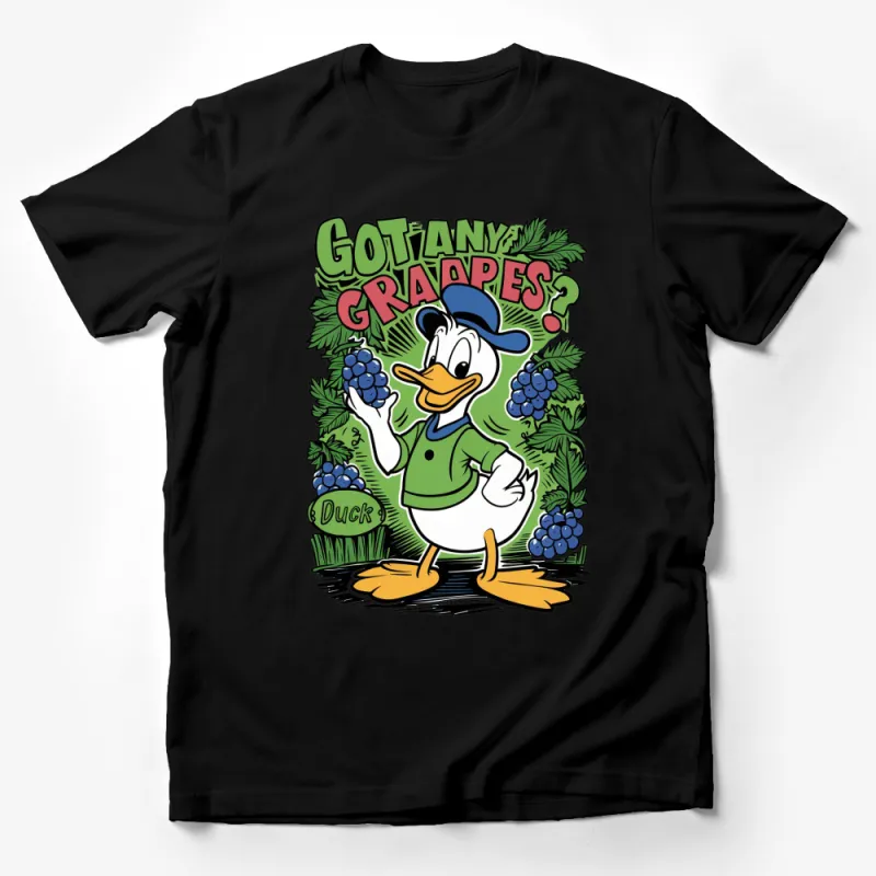 Got Any Grapes? Duck T-Shirt with Grapes, Cartoon Duck, Funny Phrase Tee, Unisex Graphic Shirt Male T-Shirt