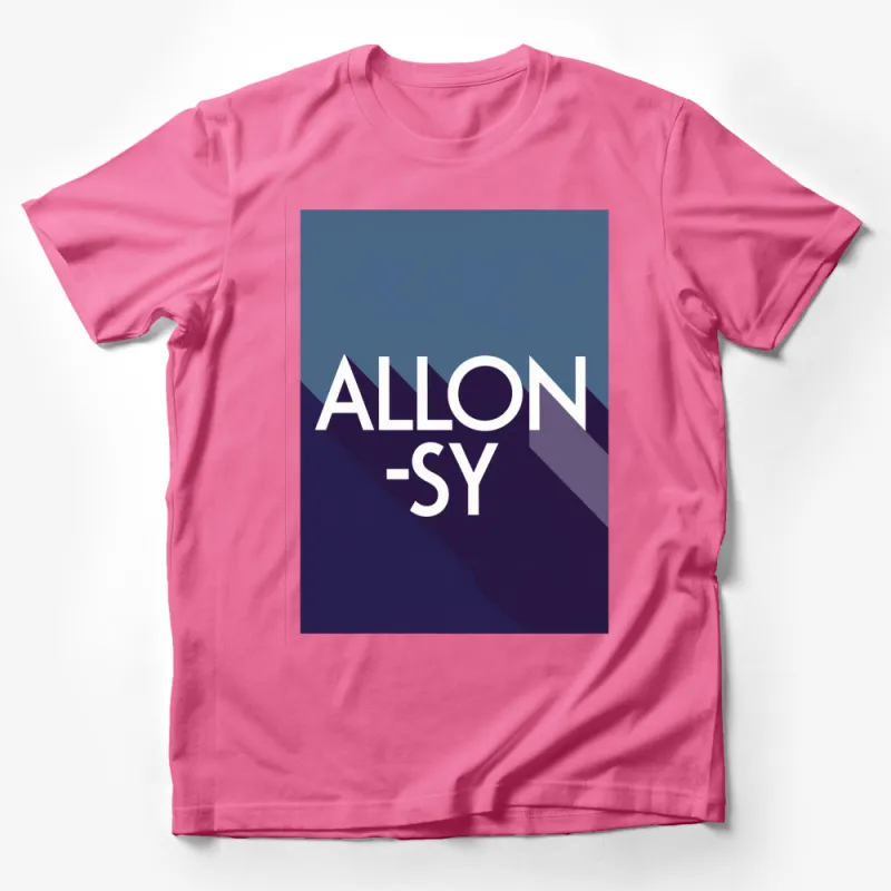 Allons-y Typography T-Shirt, Dark Blue Purple Graphic Tee, Modern Unisex Apparel Male T-Shirt