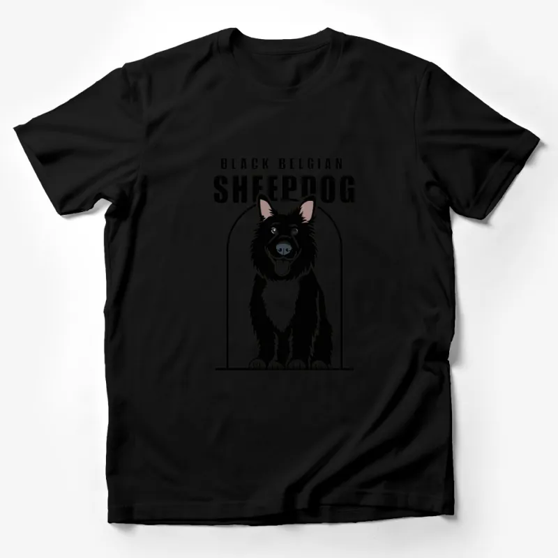 Black Belgian Sheepdog T-Shirt, Cute Dog Graphic Tee, Pet Lover Gift, Animal Print Shirt, Unisex Adult Clothing Male T-Shirt