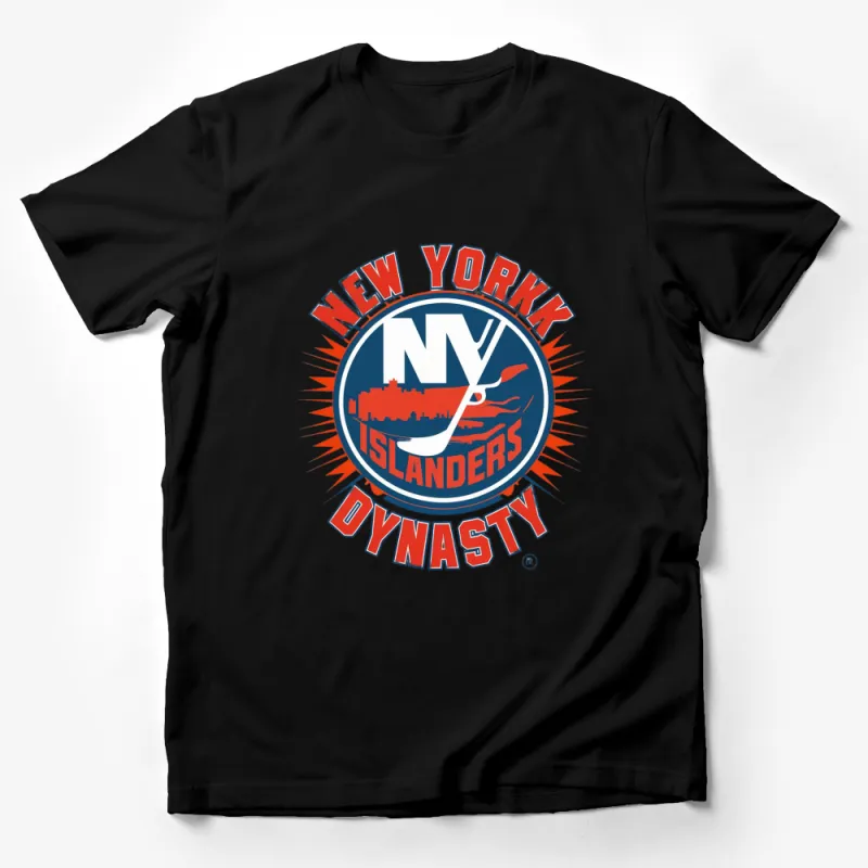 New York Islanders Dynasty Logo T-Shirt, Vintage Style Sports Fashion, Unisex Navy Tee Male T-Shirt