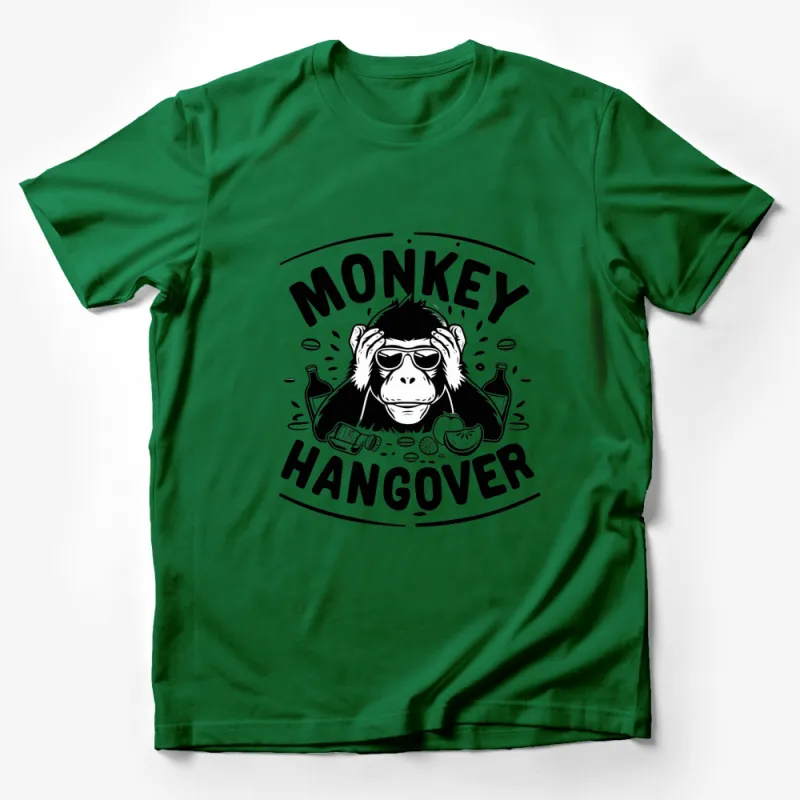 Monkey Hangover T-Shirt, Funny Monkey Graphic Tee, Black and White Animal Shirt, Unisex Casual Top Male T-Shirt