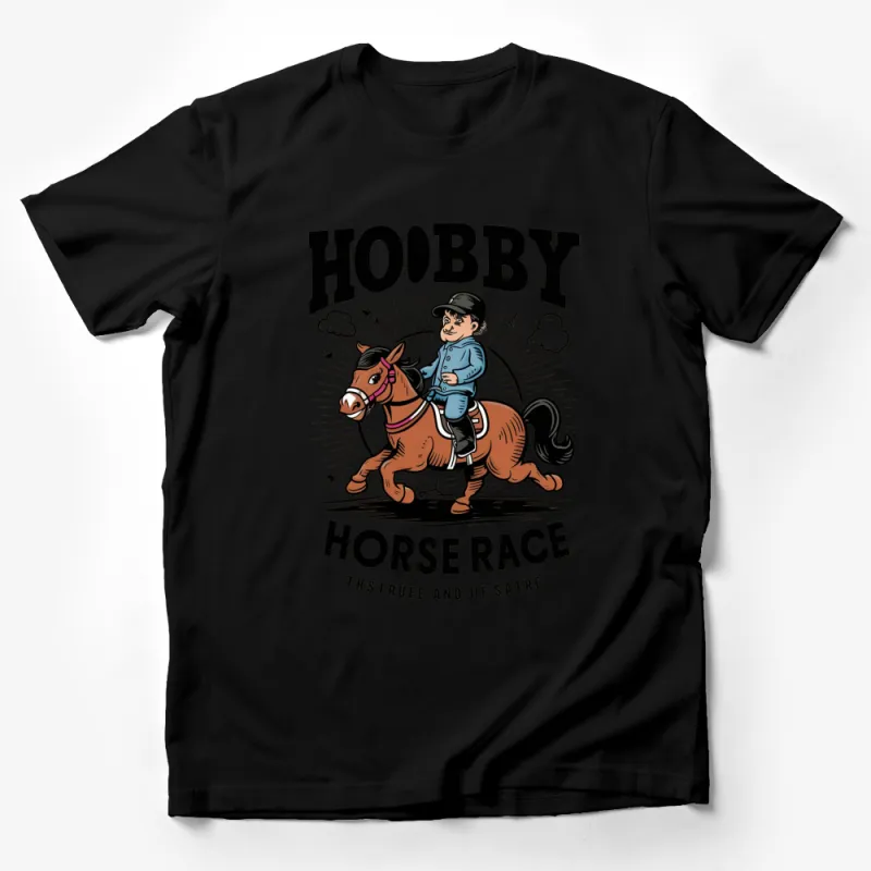 Vintage Hobby Horse Race Graphic T-Shirt, Retro Equestrian Sports Tee, Unisex Casual Wear Male T-Shirt