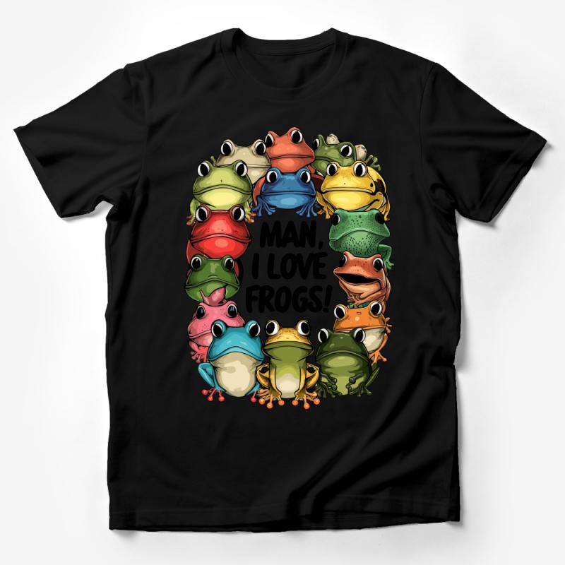 Colorful Frog Lover T-Shirt, Fun Amphibian Rainbow Tee, Animal Lover Gift, Man I Love Frogs Shirt, Unique Graphic Tee for Nature Fans Male T-Shirt