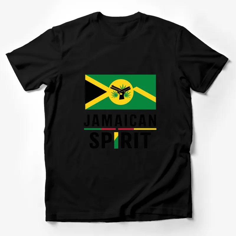 Jamaican Spirit Graphic T-Shirt, Yellow Black Green Tee, Caribbean Inspired Streetwear Fashion Male T-Shirt