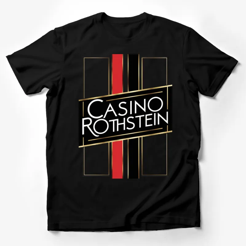 Casino Rothstein Geometric Graphic T-Shirt, Bold Black Red and White Design, Modernist Style Tee, Artistic Apparel Male T-Shirt