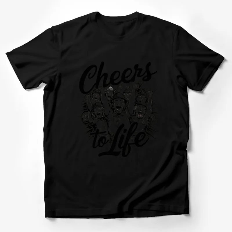 Cheers to Life T-Shirt, Unisex Vintage Celebration Graphic Tee, Retro Party Shirt, Festive Crowd Illustration Male T-Shirt