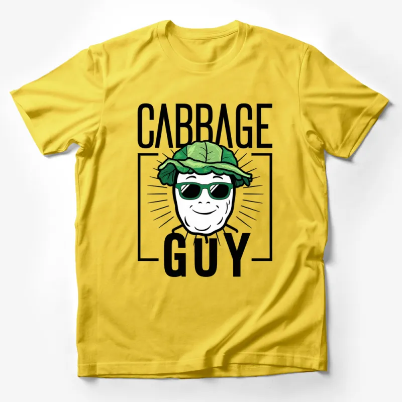 Cabbage Guy T-Shirt, Funny Vegan Vegetable Graphic Tee, Unique Green Food Character Shirt Male T-Shirt