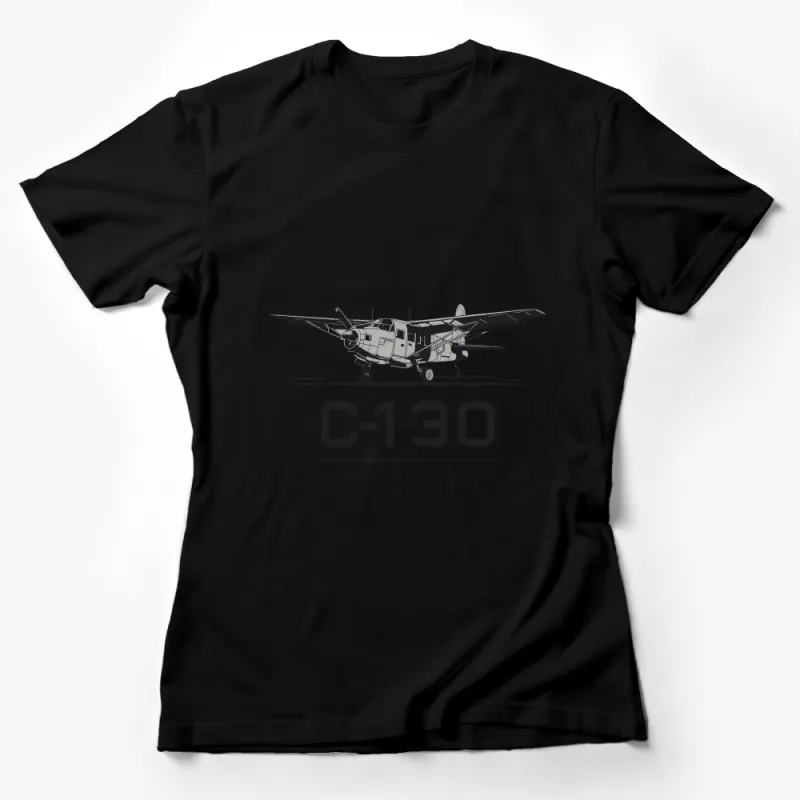 Vintage C-130 Airplane Graphic T-Shirt, Classic Aviation Enthusiast Tee, Military Aircraft Collector Gift Female T-Shirt