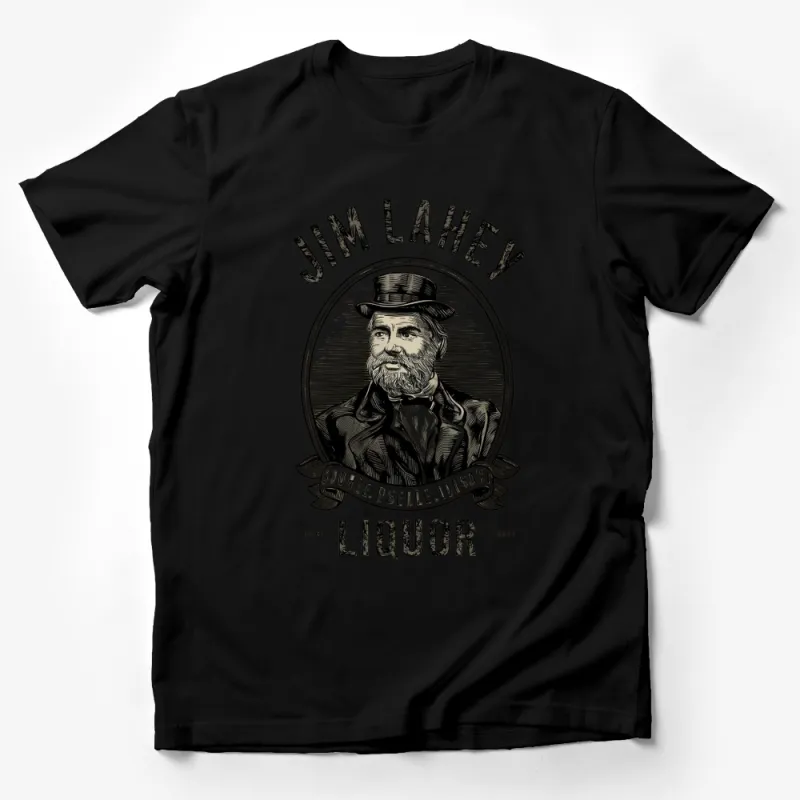 Vintage Jim Lahey Liquor Graphic T-Shirt, Classic Monochrome Print, Unique Gift Idea Male T-Shirt