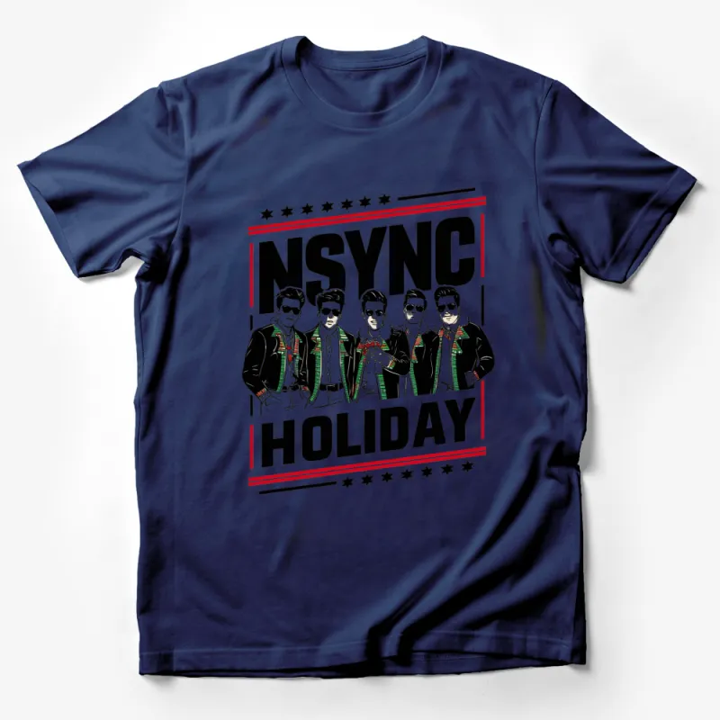 Vintage NSYNC Holiday T-Shirt, Retro Boy Band Christmas Graphic Tee, 90s Pop Music Fan Gift Male T-Shirt