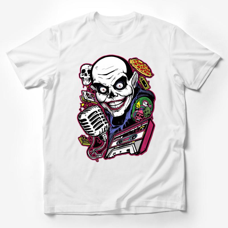 Retro Pop Culture Graphic Tee, Bold Comic Style Skull Design Unisex T-Shirt Male T-Shirt