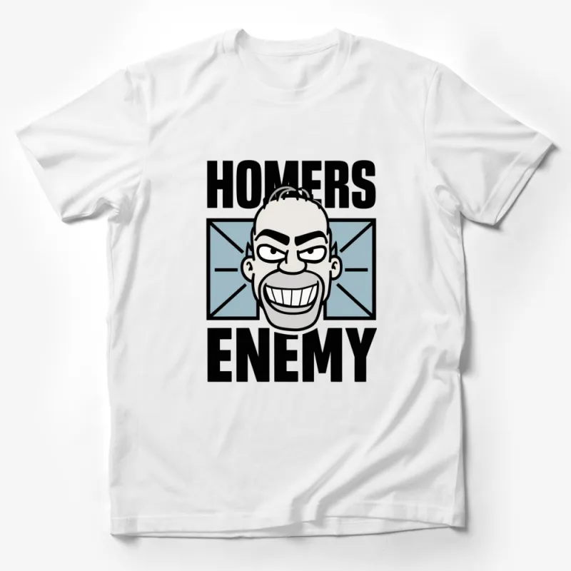 Funny Cartoon Character T-Shirt, Homer's Enemy Graphic Tee, Unisex White Shirt Male T-Shirt