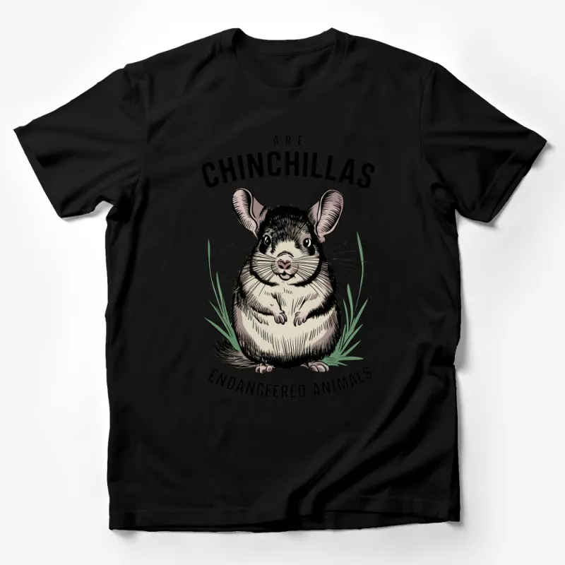 Cute Chinchilla T-Shirt, Are Chinchillas Endangered Animals Graphic Tee Male T-Shirt