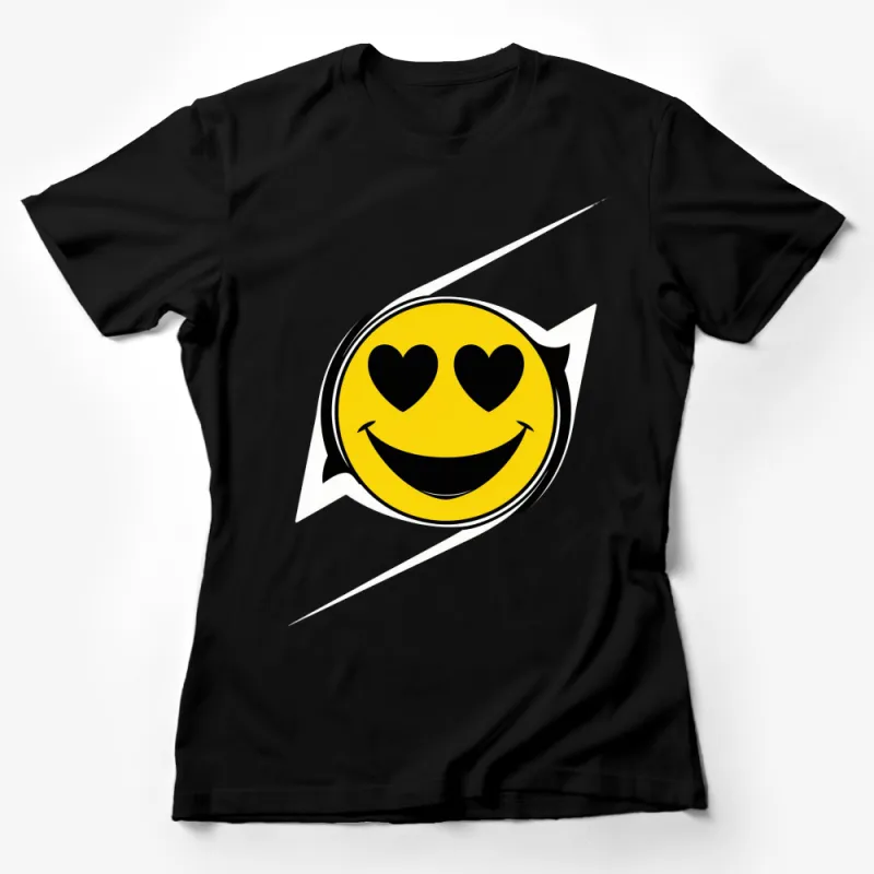 Heart Eyes Smiley Face T-Shirt, Yellow Happy Emoji Graphic Tee, Unisex Love Smile Shirt Female T-Shirt