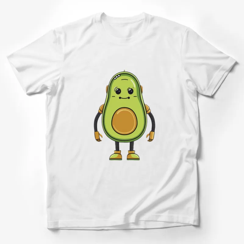 Cute Avocado Robot Cartoon Graphic Tee - Fun Sci-Fi Illustration T-Shirt, Unisex Shirt for All Ages Male T-Shirt