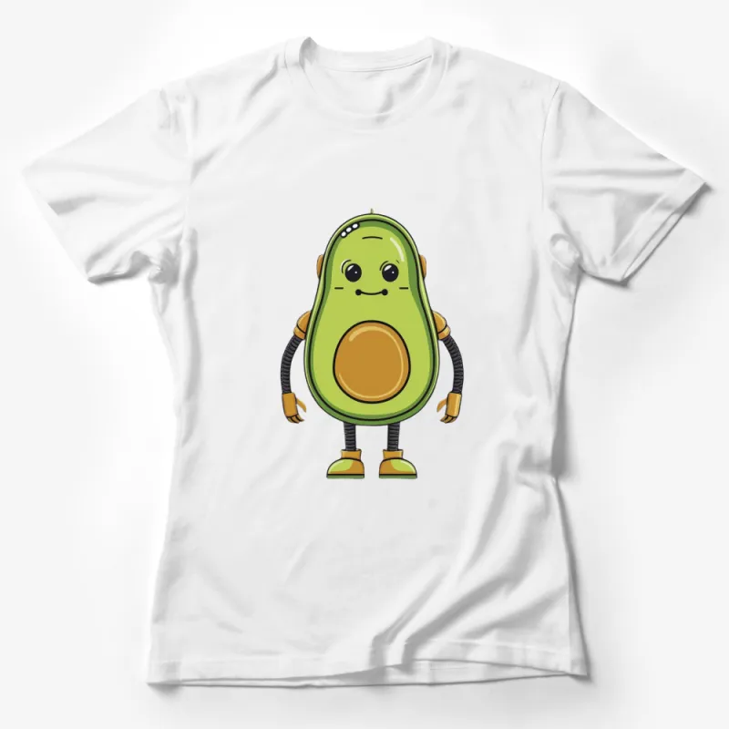 Cute Avocado Robot Cartoon Graphic Tee - Fun Sci-Fi Illustration T-Shirt, Unisex Shirt for All Ages Female T-Shirt