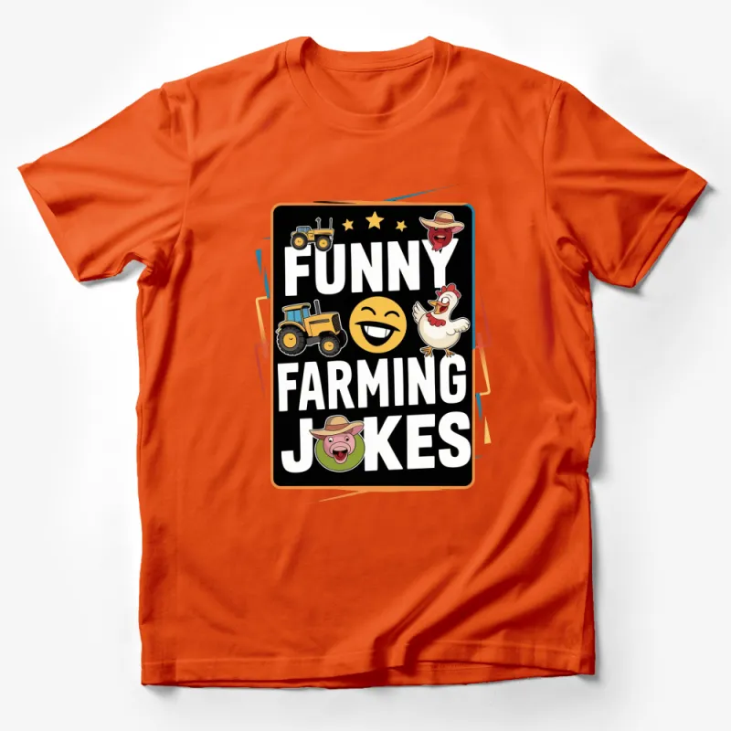 Funny Farming Jokes T-Shirt, Tractor Chicken Pig Emoticon Graphic Tee, Farmer Gifts, Unisex Rural Humor Shirt Male T-Shirt