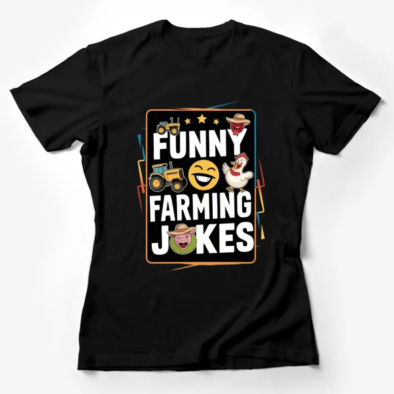 Funny Farming Jokes T-Shirt, Tractor Chicken Pig Emoticon Graphic Tee, Farmer Gifts, Unisex Rural Humor Shirt Female T-Shirt